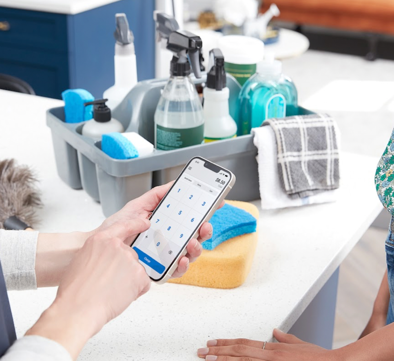 cleaning company getting payment from client using their phone