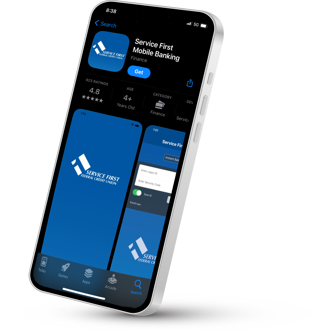 The Service First Mobile App on a mobile phone