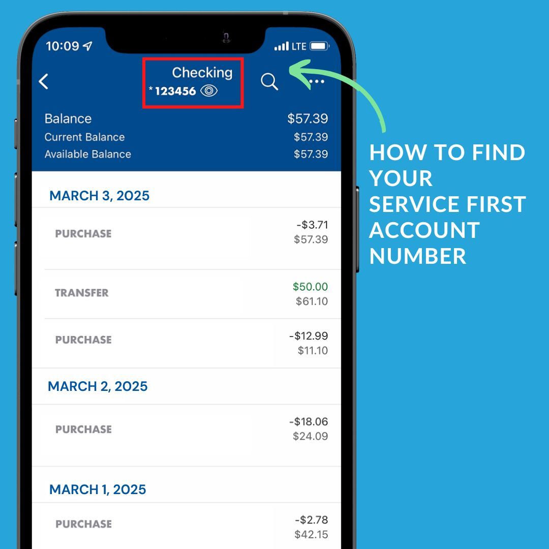 how to locate your account number on mobile phone